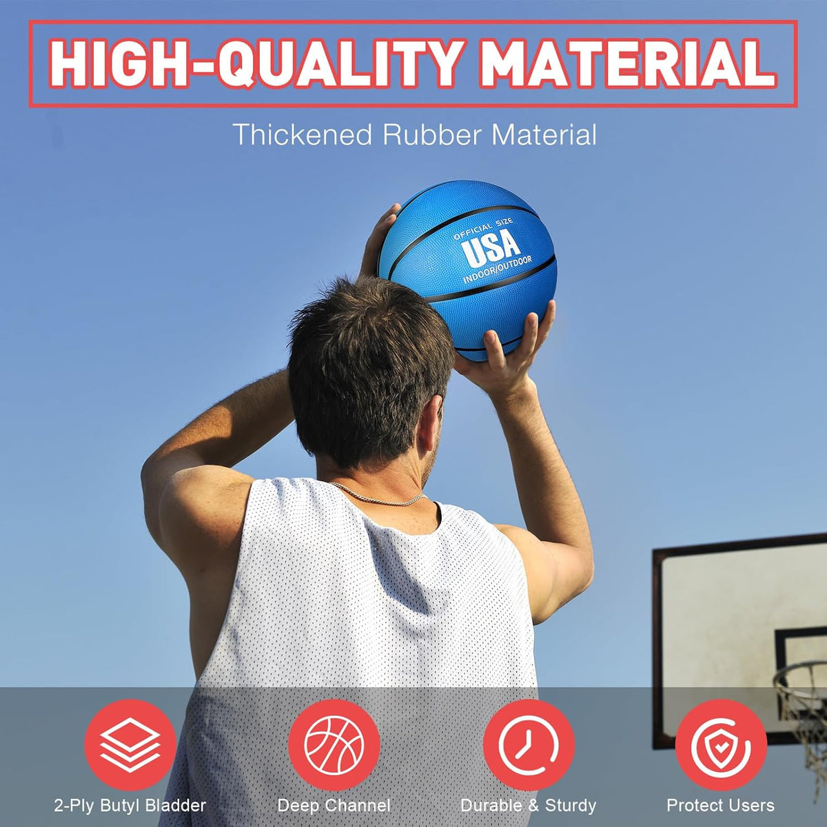 Libima 4 Pcs Rubber Basketball with Pump Official Size Indoor Outdoor Basketball Game Practice Training Kid Teen Women Men Streetbball Sport Gift Back to School