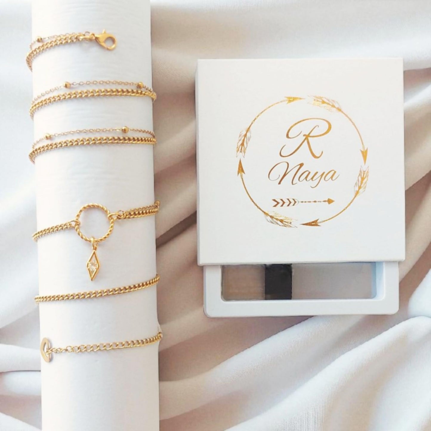 18k Gold Plated Belly Chain, Waist Beads, Waist Chains with Charm, Accessories for Women, Beach Boho Jewelry, Dainty, Layered and Adjustable Satellite Beads by R-Naya (Gold)