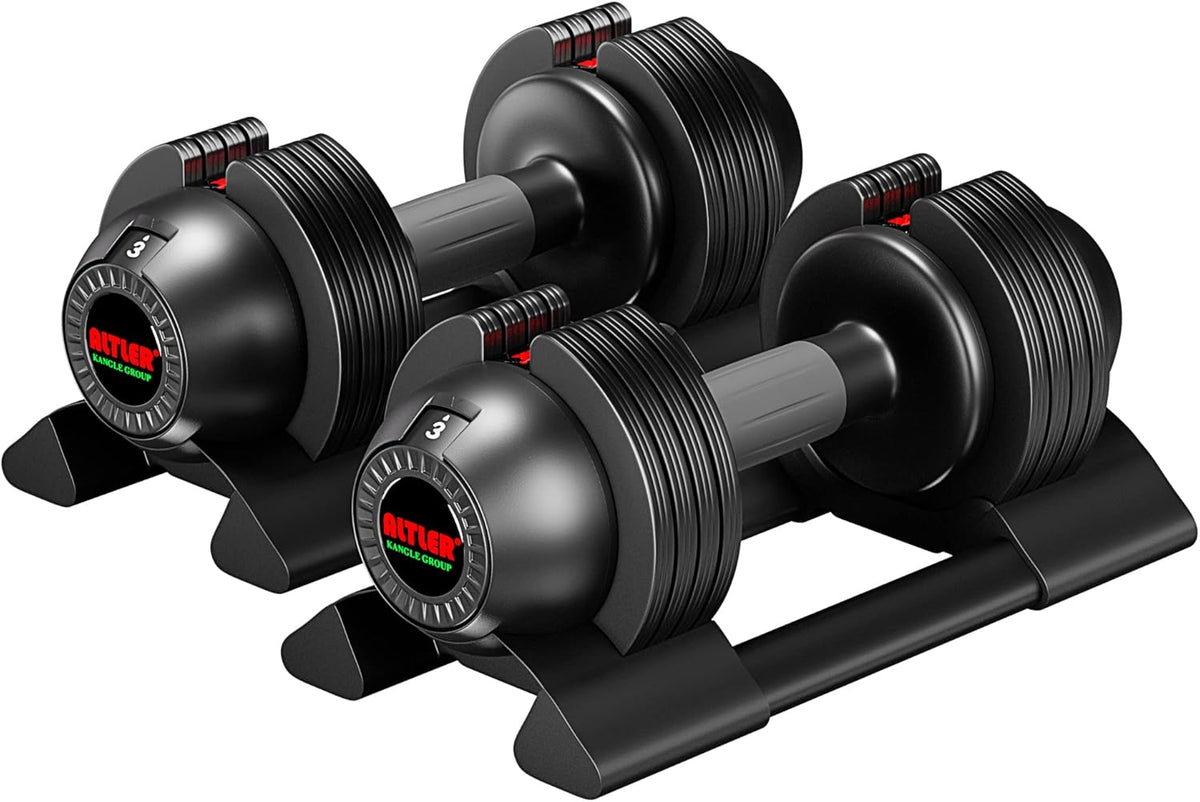 Adjustable Dumbbell,22LBS 44LBS 52LBS Dumbbell Set with Tray for Fitness, Fast Adjust Weight by Turning Anti-Slip Handle, Safety with 8 Lock Slots, Suitable for Men and Women