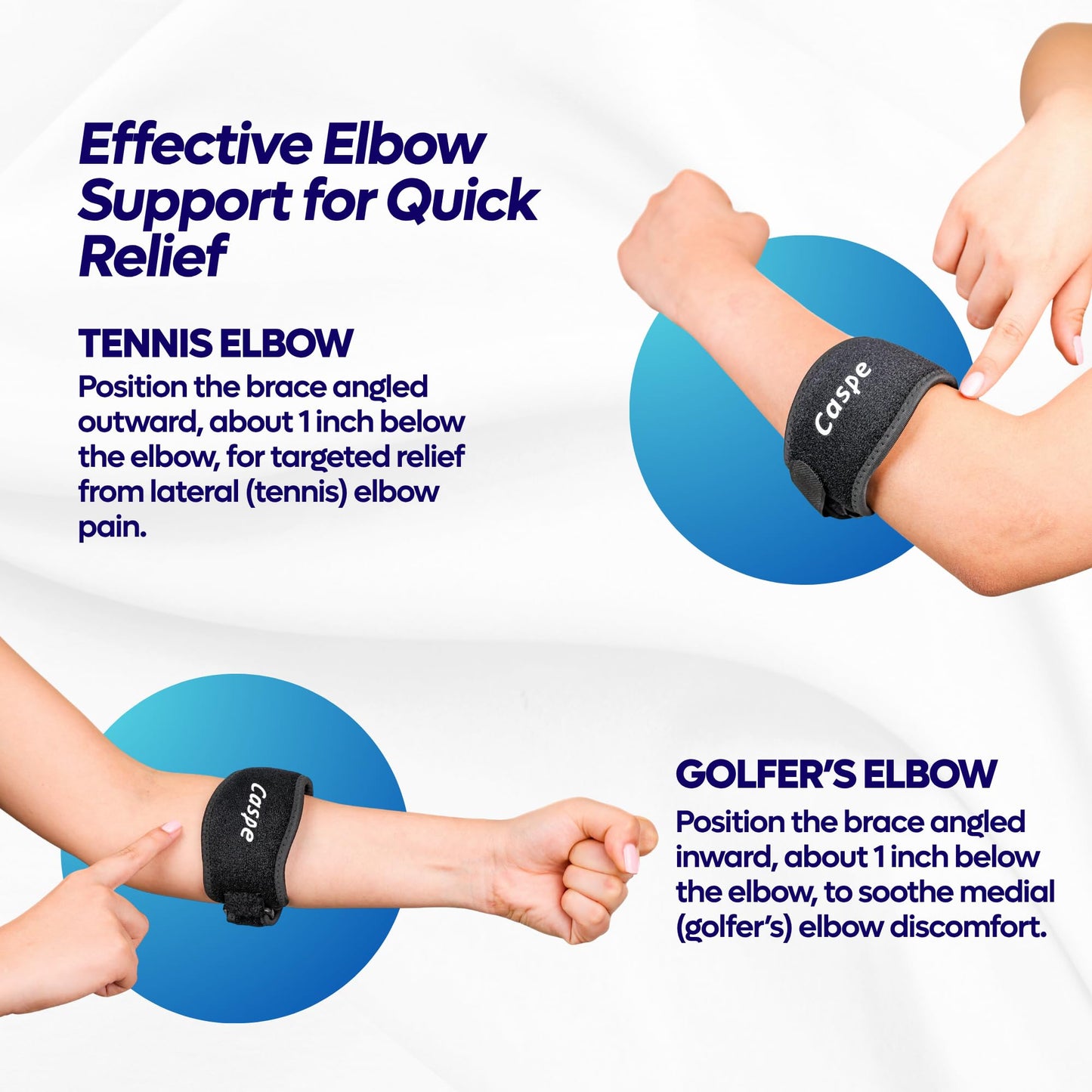Caspe 2 Pack Tennis Elbow Brace for Men and Women – Adjustable Arm Brace for Tendonitis, Golfer’s Elbow and Bursitis – Arm Band & Counterforce Forearm Support, Daily Use Pain Relief – Red