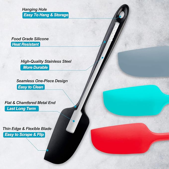Mini Silicone Spatula - BPA Free Pro-Grade 600ºF Heat-Resistant Non-Stick Small Rubber Jar Spatula - Silicone Kitchen Scraper Utensil Tool for Cooking and Baking, 8.8 IN