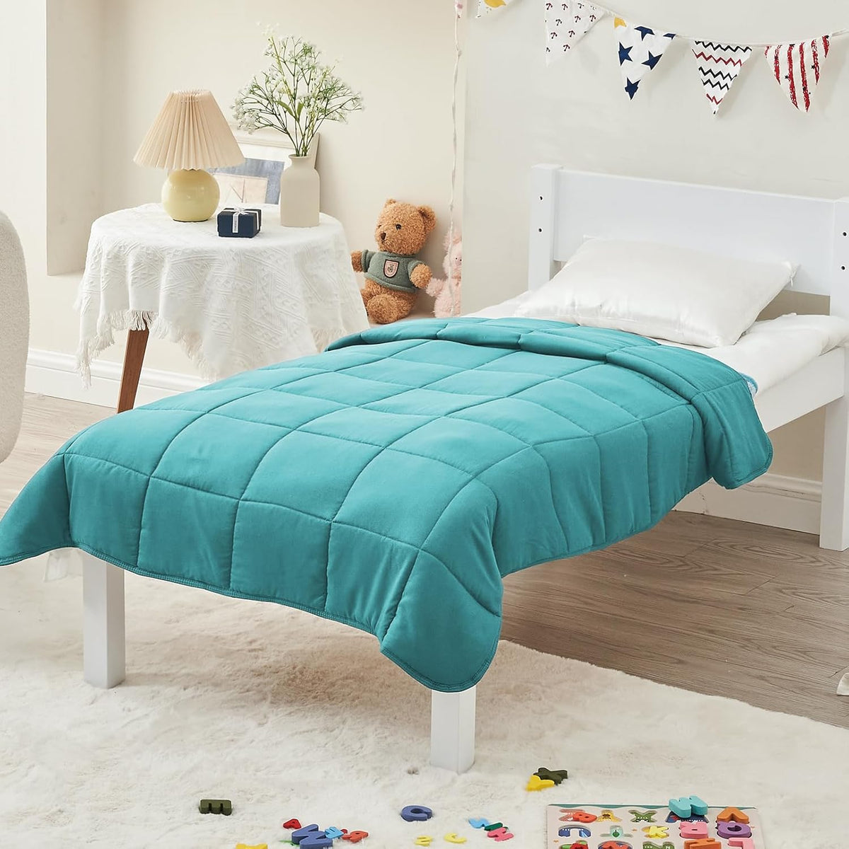 yescool Weighted Blanket (7 lbs, 41" x 60", Teal) Cooling Heavy Blanket for Sleeping Perfect for 60-90 lbs, Breathable Blanket with Premium Glass Bead, Machine Washable