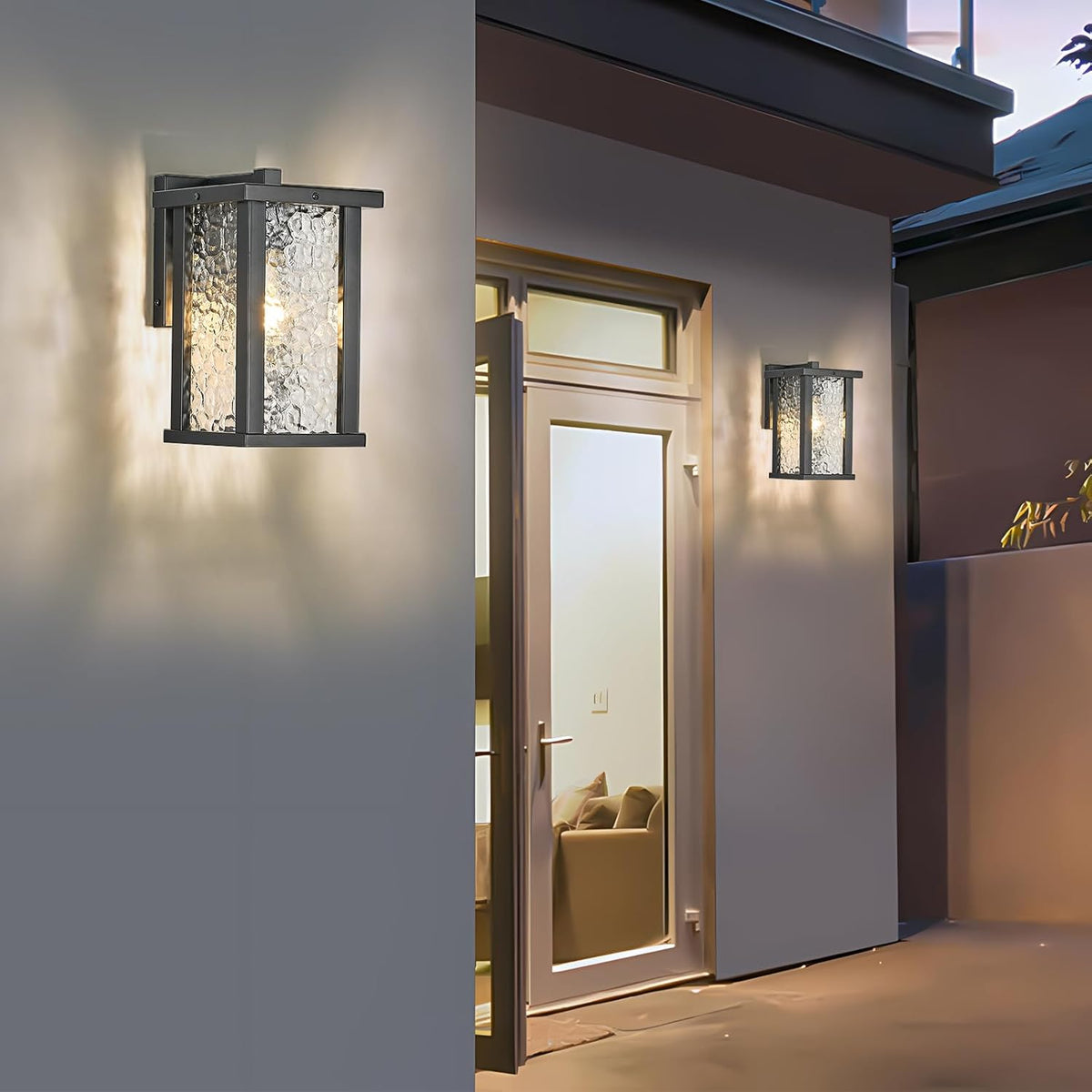Outdoor Wall Sconce E26 Base Metal Frame - Black Exterior Light Fixture with Clear Glass, Waterproof Porch Wall Mount Lighting for Garage, Patio(Bulb not Included)