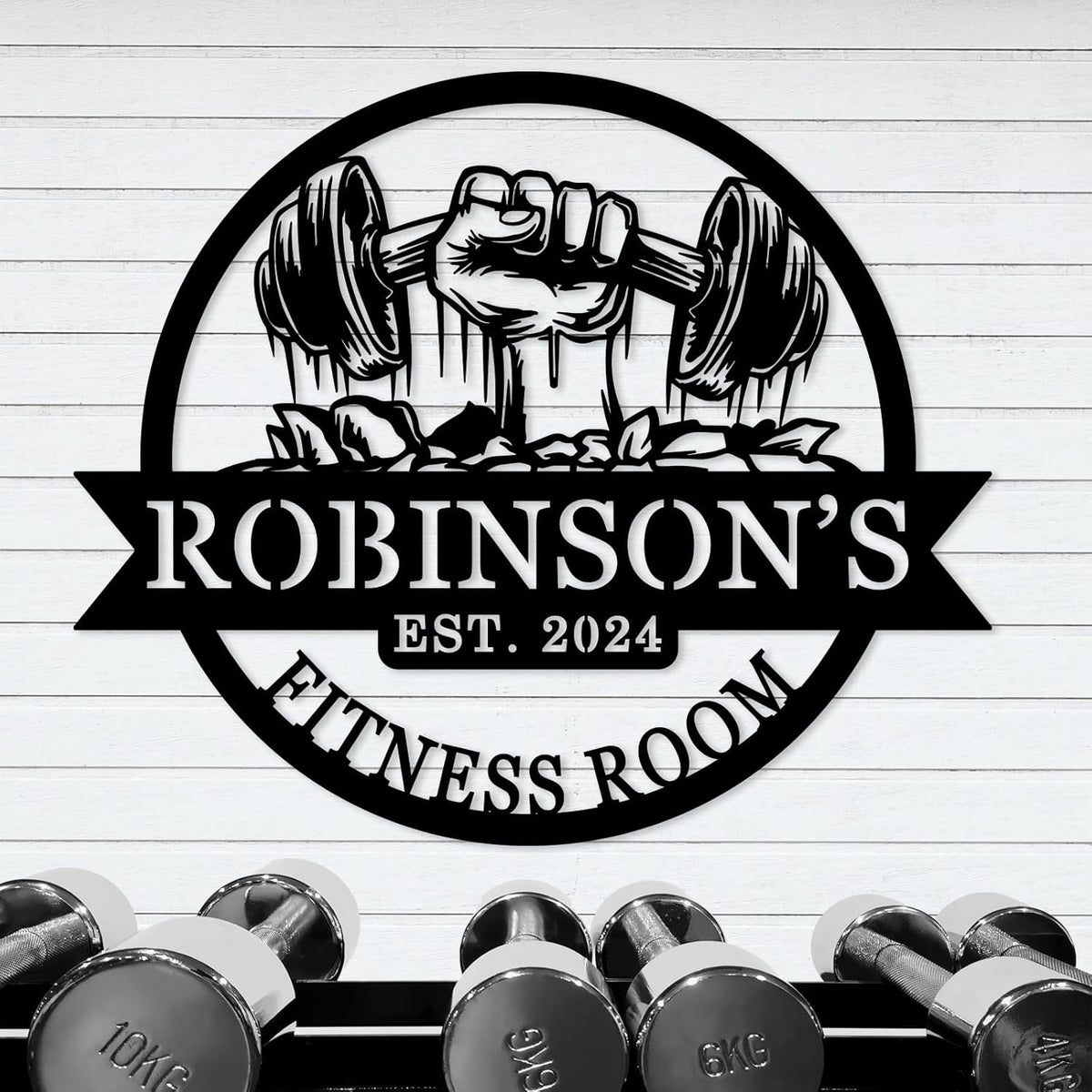 Personalized Home Gym Signs - Custom Metal Art for Workout Room – Enrich your Home Gym Decor with Unique Personalized Gym Sign & Weight Lifting - Custom Name Plaque
