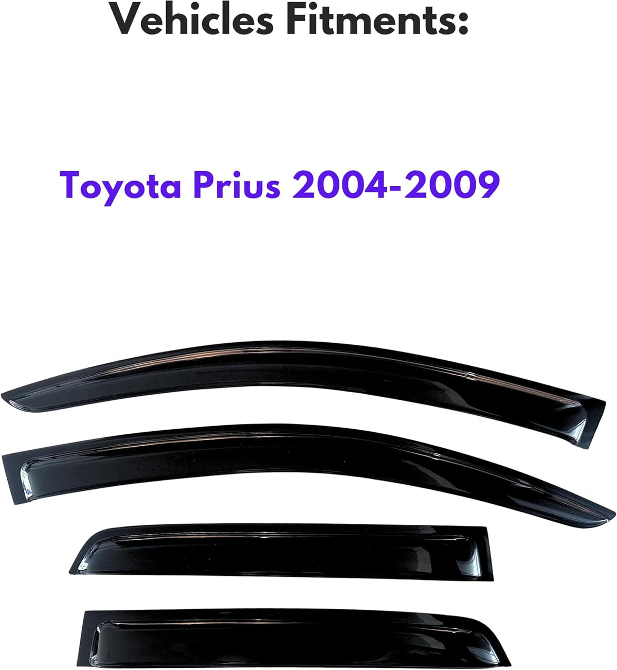 KPY Window Visor Compatible with Toyota Prius 2004-2009, 4PC Rain Guard Side Window Vent Deflectors Tape-On Style, 2004 2005 2006 2007 2008 2009