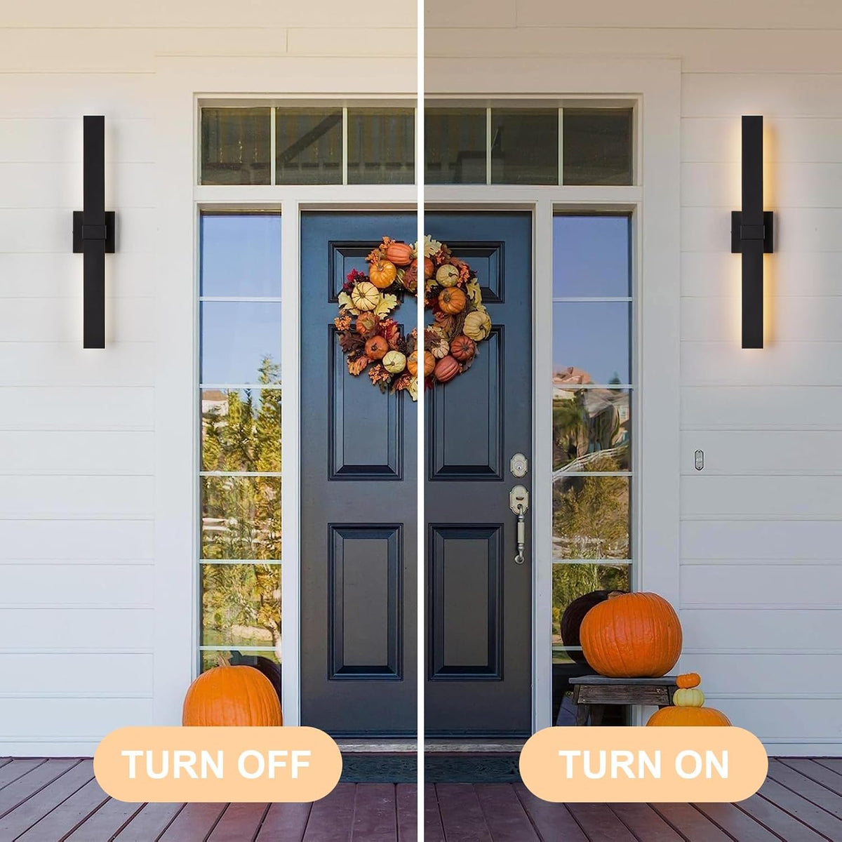 2-Pack Modern Outdoor Wall Light Exterior Black LED Patio Wall Light Fixture 27.2" Exterior Wall Sconce Outdoor Porch Lights for House