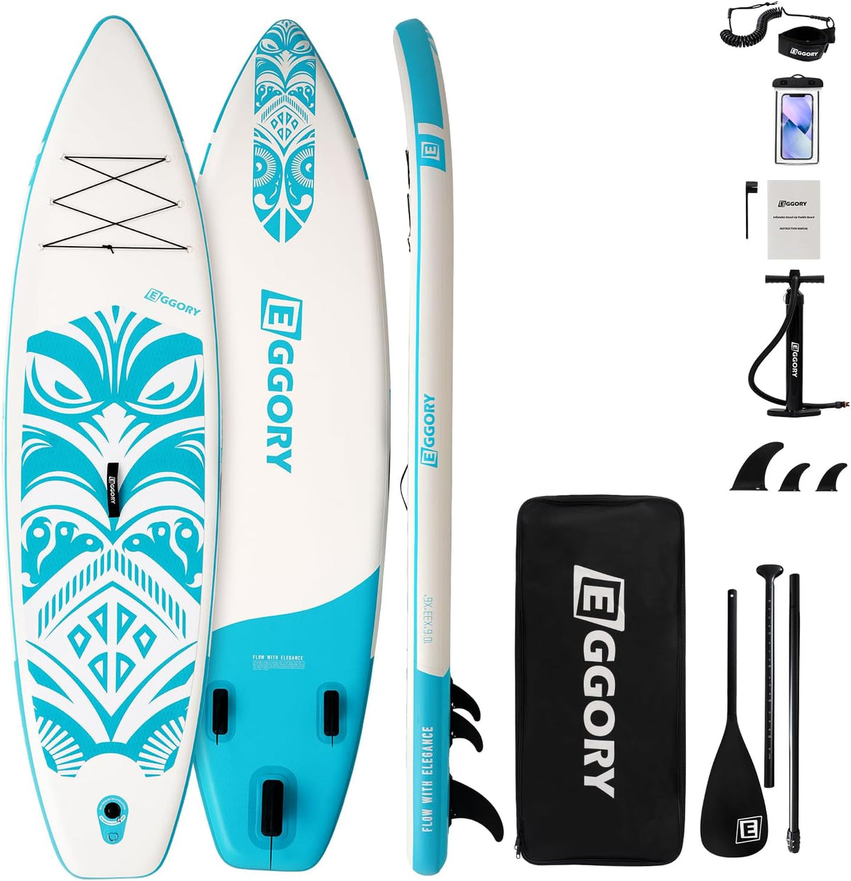 Inflatable Paddle Board,Stand Up Paddle Board Set, Extra Wide SUP Board with Removable Fin, Floating Paddle, Hand Pump, Waterproof Phone Pouch,Traveling Board