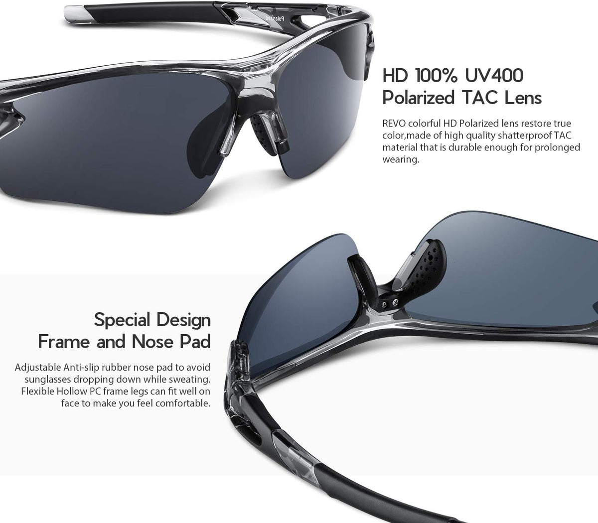 BEACOOL Polarized Sports Sunglasses for Men Women Youth Baseball Fishing Cycling Running Golf Motorcycle Tac Glasses UV400
