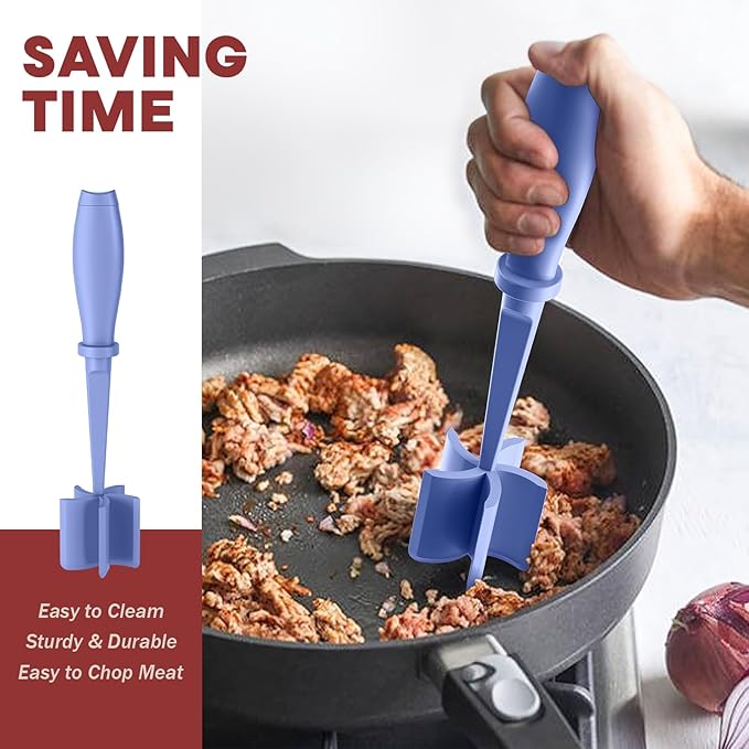 Meat Chopper, Hamburger Grinder, Premium Heat Resistant Smasher for Ground Beef, Burger Grinder Nylon Potato Mix Tool-Purple