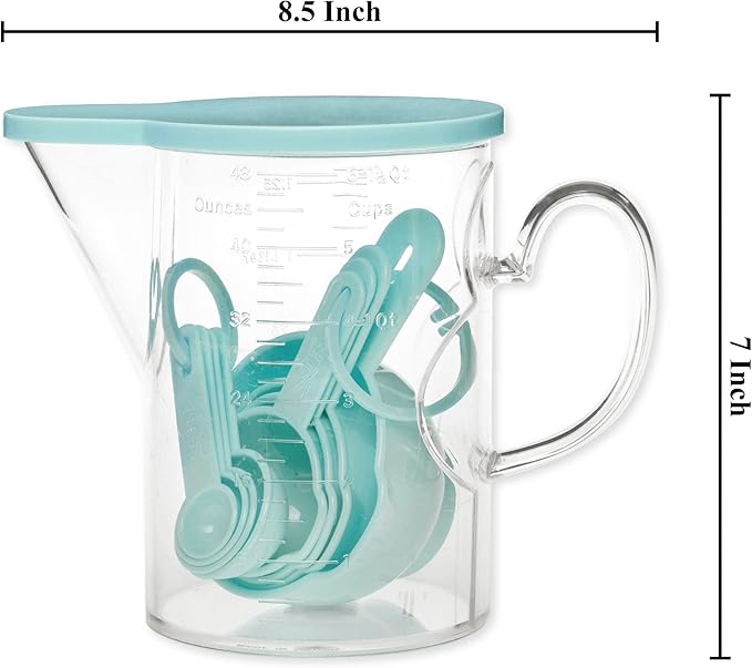 Measuring Cups and Measuring Spoons Set of 10 Pieces, Supreme Housewares Plastic Multi-Purpose Home Essentials Cooking, and Baking Tools BPA Free Dishwasher Safe for Liquid and Dry (Blue)