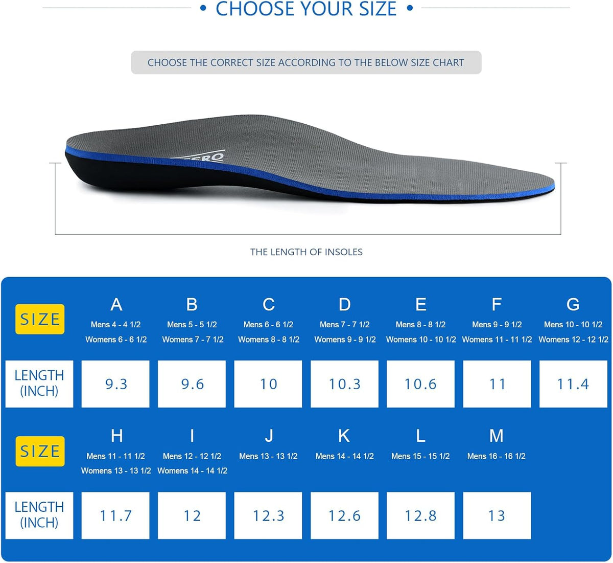 Plantar Fasciitis Feet Insoles Arch Supports Orthotics Inserts Relieve Flat Feet, High Arch (Mens 7-7 1/2 | Womens 9-9 1/2)