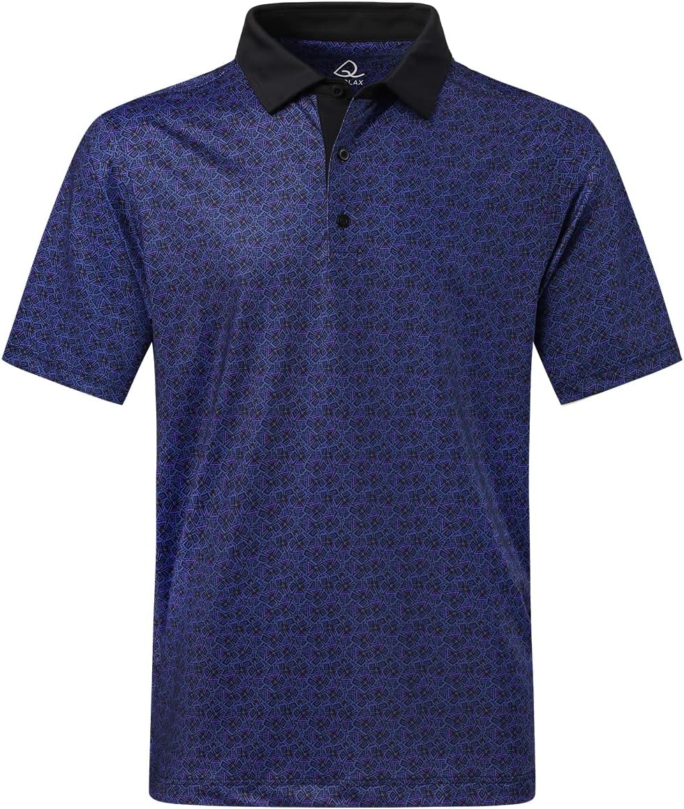 DEOLAX Mens Polo Shirts Fashion Print Mens Golf Shirt Dry Fit Mens Golf Polo Short Sleeve Quick Dry Funny Golf Shirt for Men