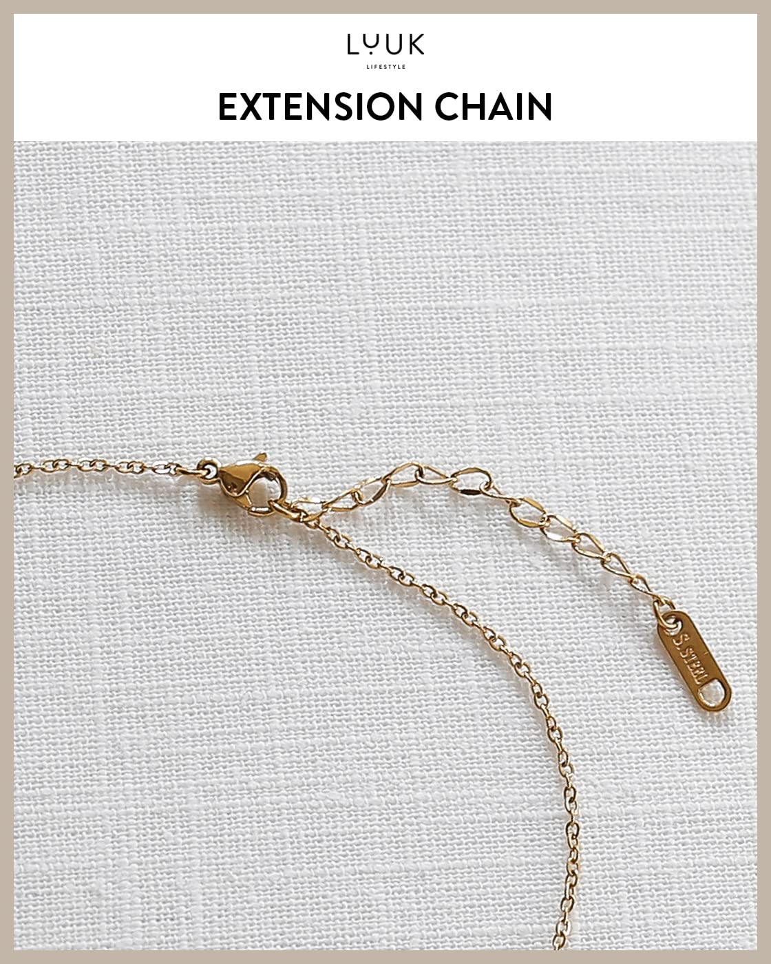 LUUK LIFESTYLE Stainless steel necklace for women with shell pendant and HAPPINESS gift card, lucky charm, jewellery, beauty symbol, 19” adjustable chain length, trendy fashion accessory, gold