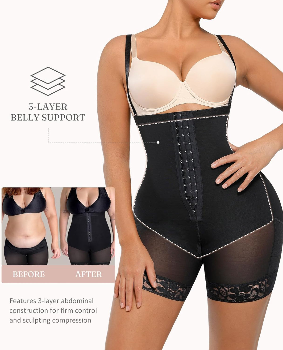 FeelinGirl Faja Body Shaper Tummy Control Shapewear for Women Butt Lifter Post Surgery Fajas Postparto Para Mujer