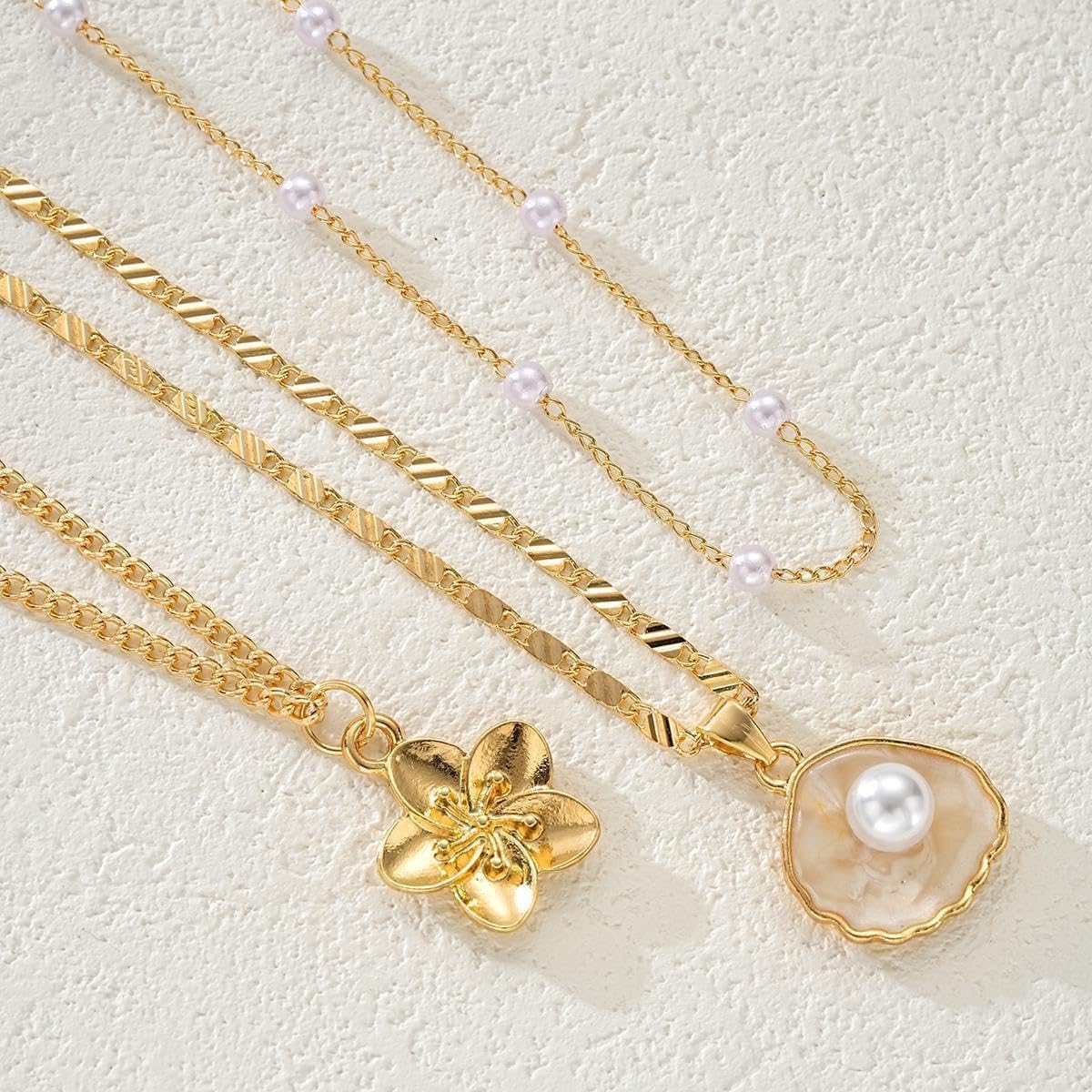 Charm Pearl Shell Necklaces for Women, Dainty Choker Necklace, Seashell Pearl Necklaces, Fashion Summer Cute Beach Jewelry Set Gifts for Women
