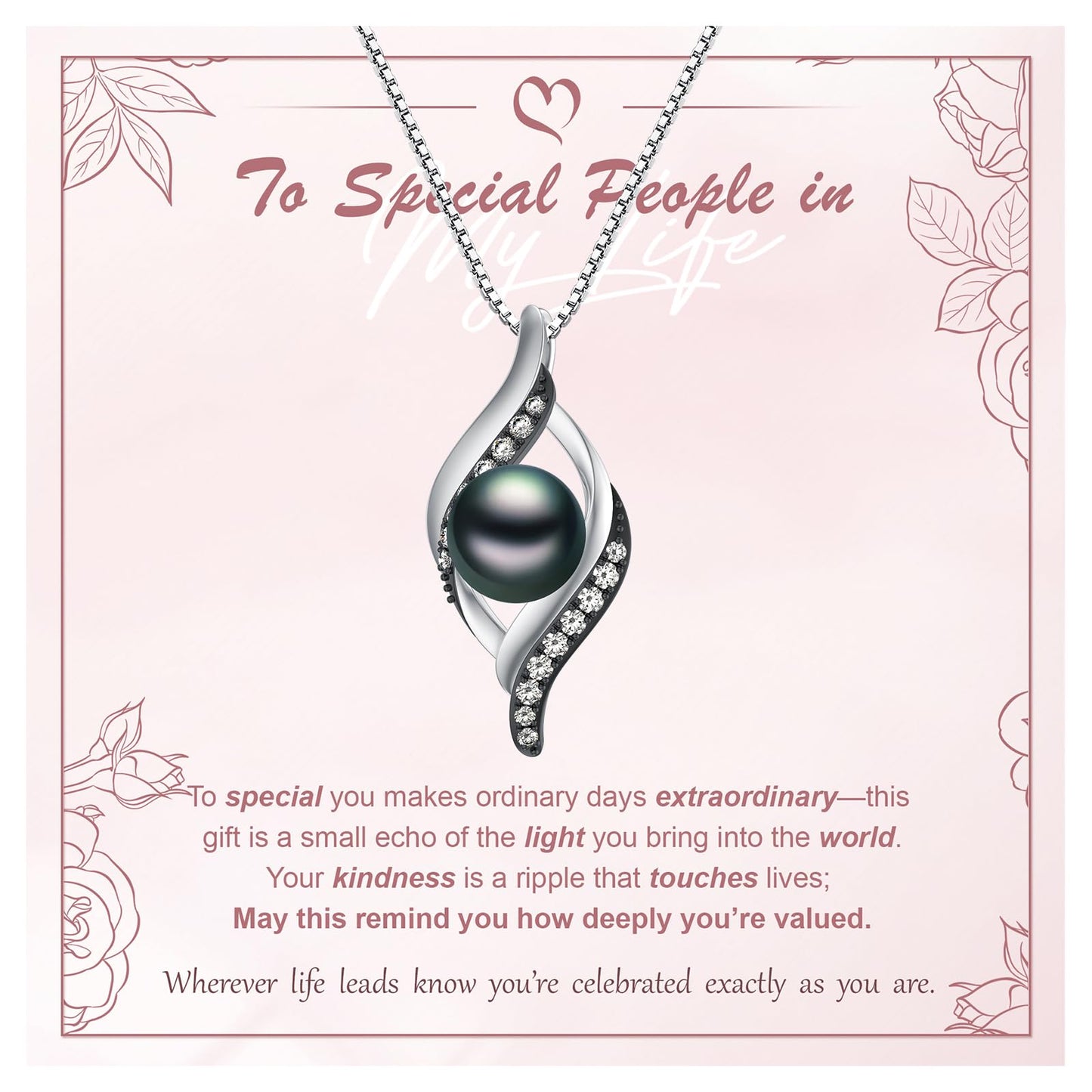 KANNSOAR 9MM Tahitian Black Pearl Pendant Necklace Pearl Jewelry-Wedding Birthday Anniversary Valentines Day Christmas Mothers Day Gifts for Women Wife Mom Girlfriend Her