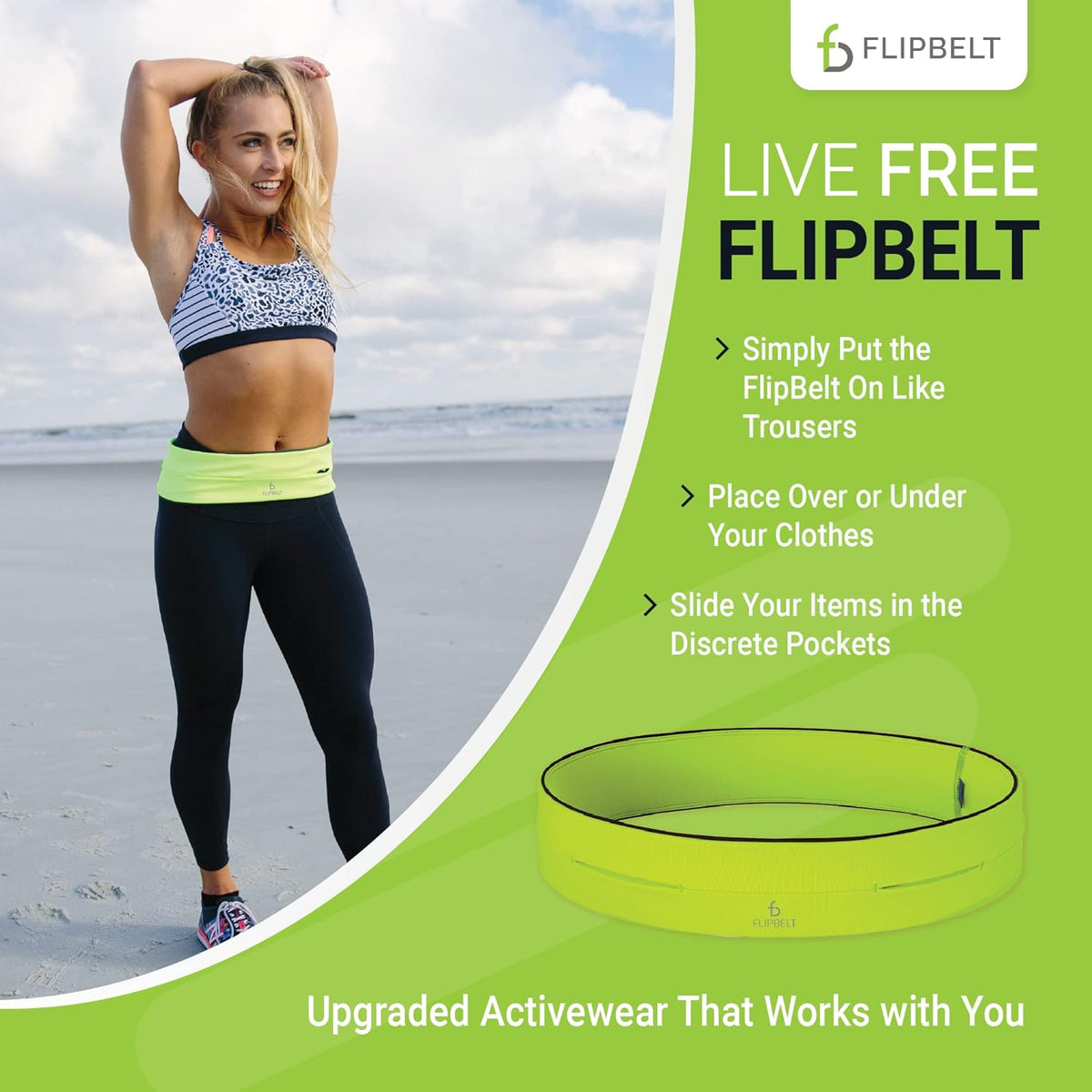 FlipBelt Classic Running Belt, Running Fanny Pack for Women and Men, USA Company