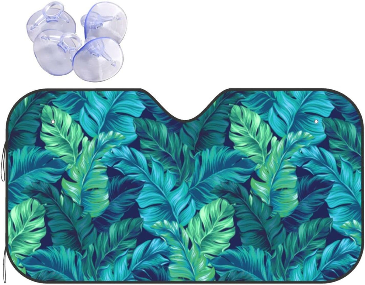 Tropical Leaves Car Windshield Sunshade Front Window Sun Visor Protector Foldable Shield Cover for Truck SUV