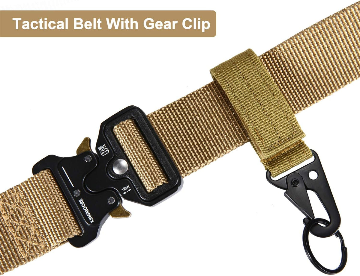 KingMoore Men's Tactical Belt Heavy Duty Webbing Belt Adjustable Military Style Nylon Belts with Metal Buckle
