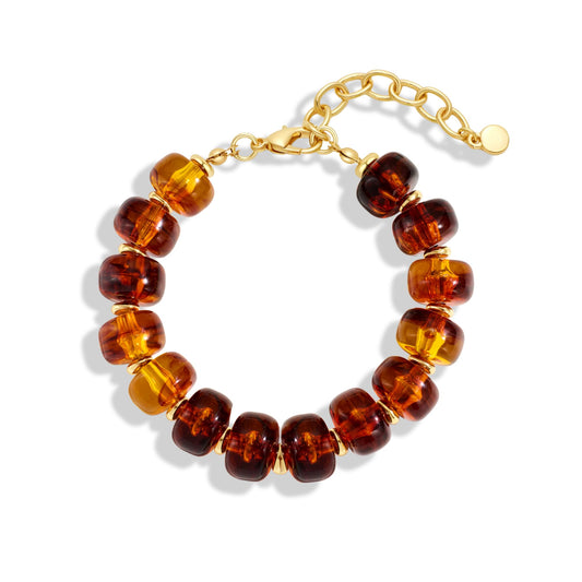 TENTMENTISE Bracelets for Women, Amber Beaded Bracelets for Women Trendy, Chunky Gold Plated Beaded Bracelets, Womens Summer Beach Boho Jewelry Gifts for Vacation Holiday