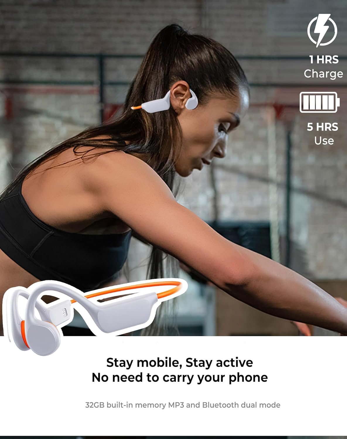 Swimming Waterproof Bone Conduction Headphones Bluetooth 5.3 lPX8 Underwater Waterproof Headphones for Swimming with 32GB MP3 Player Built in Earbuds for Sport Running Cycling Gym (White)