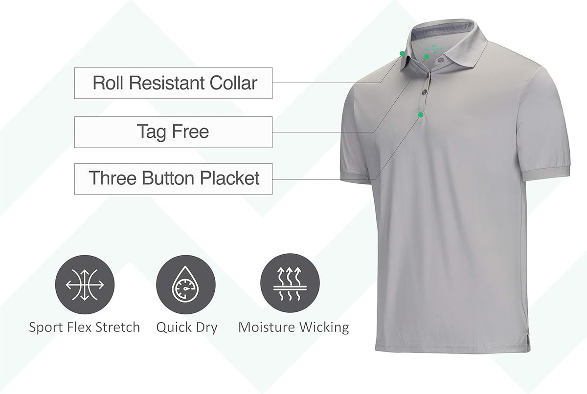 Mio Marino Golf Polo Shirts for Men - Dry Fit - Ultra-Thin Breathable Fabric