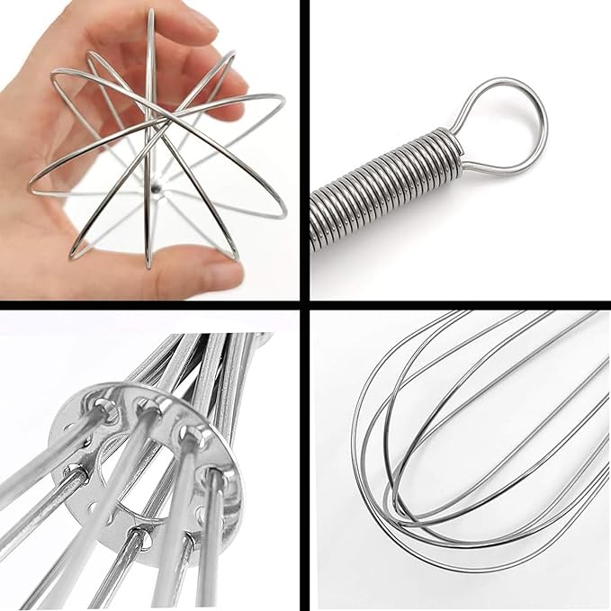 Digead Mini Wire Whisk, 8 Inch Small Whisk for Cooking - Ergonomic Spiral Handle, 304 Stainless Steel - Ideal for Whisking, Beating, Blending & Mixing Sauces - Silver