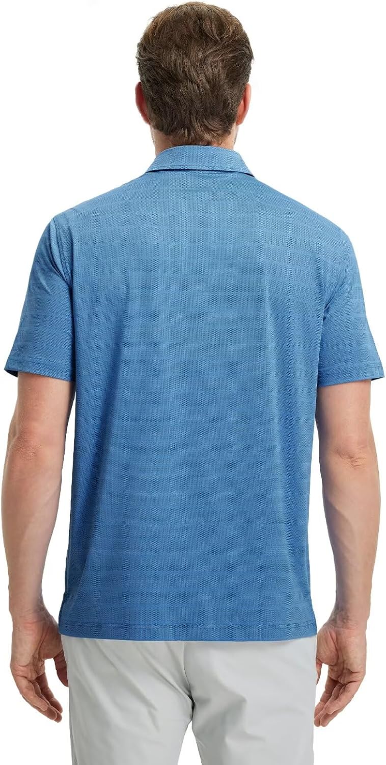 M MAELREG Golf Shirts for Men Short Sleeve Dry Fit Casual Striped Performance Moisture Wicking Collared Mens Polo Shirts