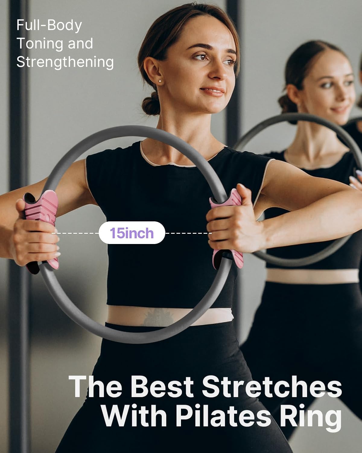 YOTTOY Pilates Ring,15 Inch Magic Circle Ring for Women Thighs,Core and Arms,Exercise Ring Pilates Equipment for Home Workout & Yoga Equipment