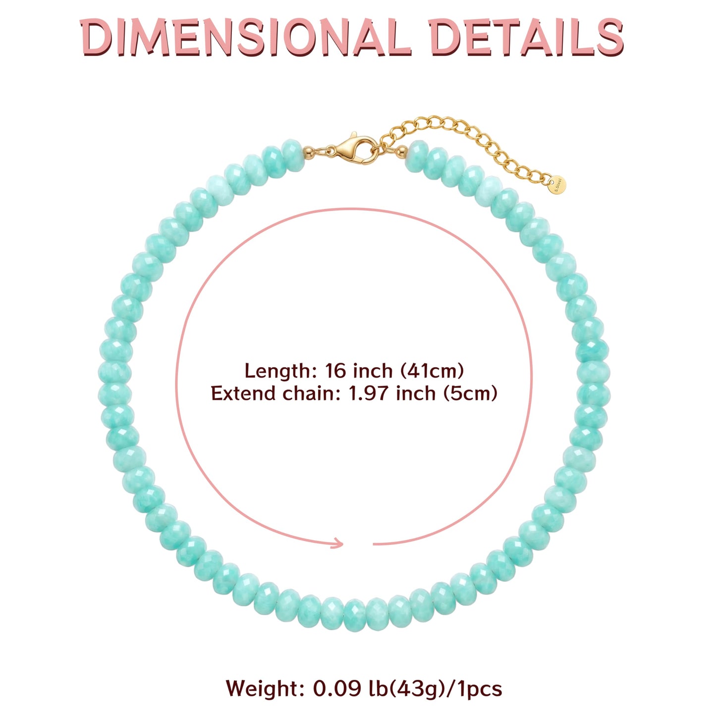 Badu Blue Gemstone Beaded Necklace for Women Natural Stone Bead Beach Choker Necklace Fashion Trendy Jewelry Gifts