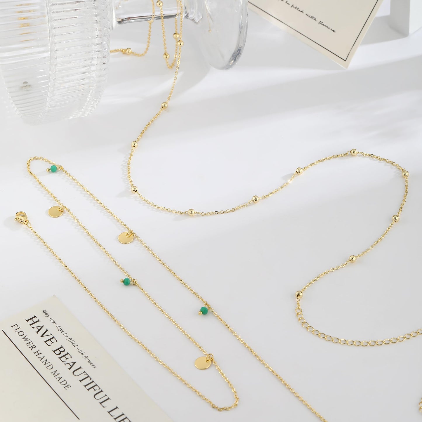VIROMY Gold Waist Beads Chain for Women Waterproof 2 Layered Belly Chain Body Belt Chain Beach Body Women's Jewelry