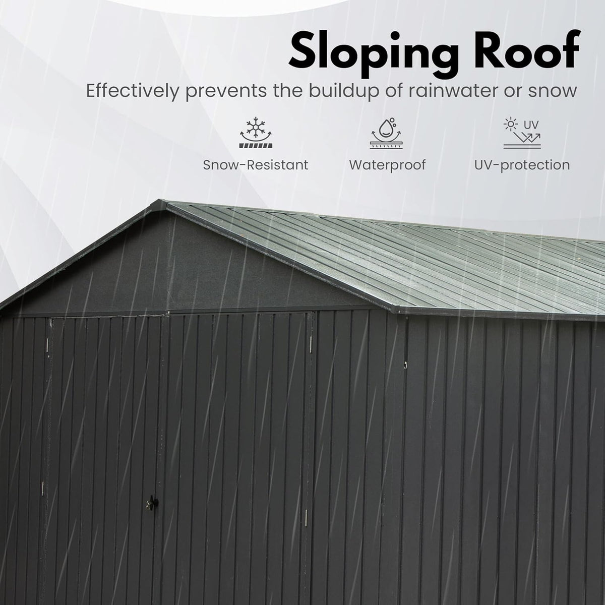 Domi 12'x25' Metal Garage Shed, Heavy Duty Outdoor Steel Carport with Lockable Double, Side Doors, 80MPH Wind and Snow Resistant Enclosed Storage for Cars, Trucks, Motorcycles, Tools, Dark Grey