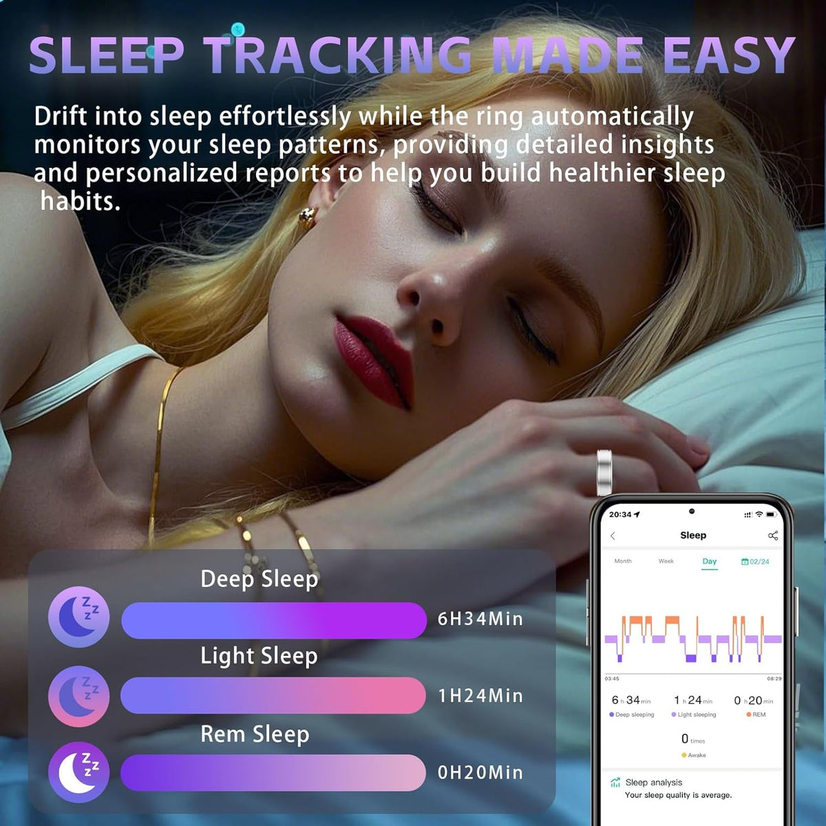 Smart Ring for Women Men – Activity Tracker Ring with Heart Rate, SpO2, Blood Pressure, Sleep Monitoring, Step & Calorie Counter, 5ATM Waterproof, No Subscription Fee (Silver, 10)