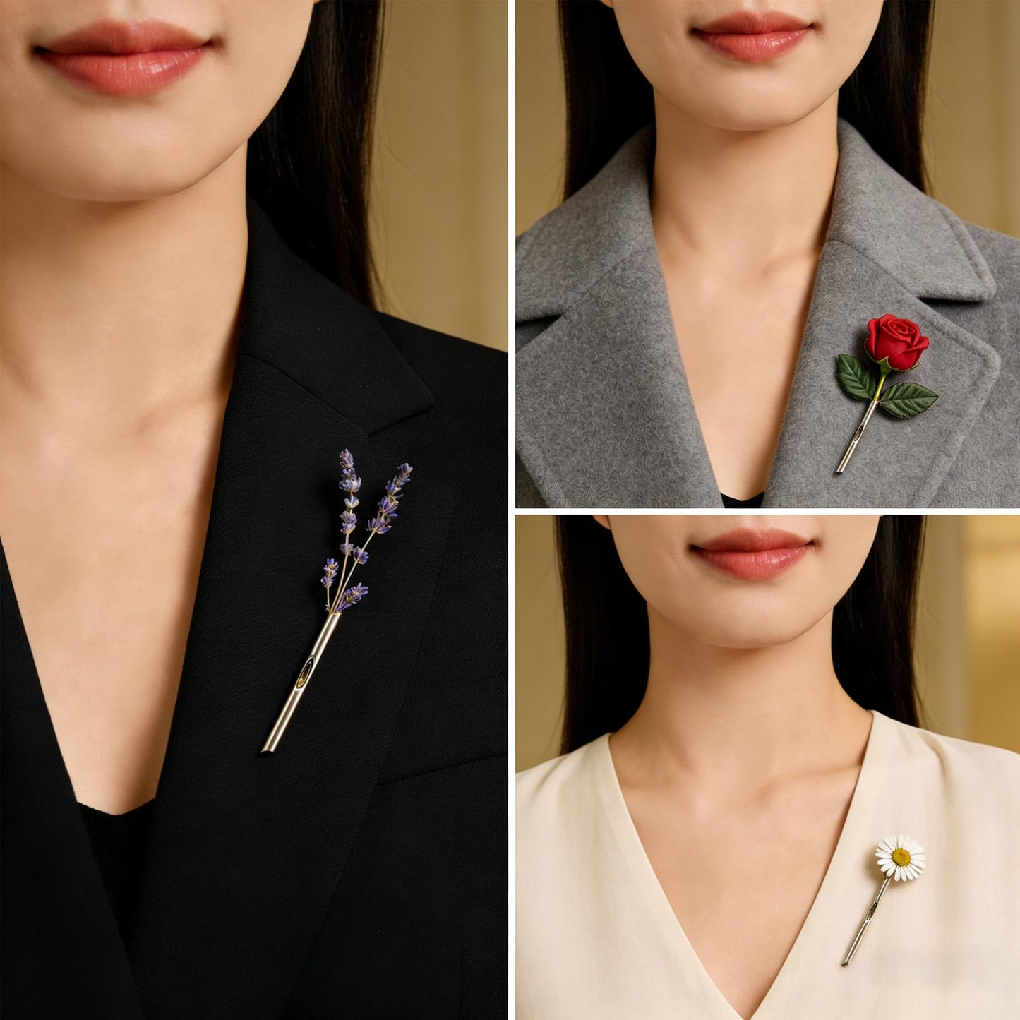 A Kind Brooch - Every Bloom Tells a Different Story, Branch-Shaped Flower Insert Brooch, DIY Elegant Jewelry for Women Men (3pcs)