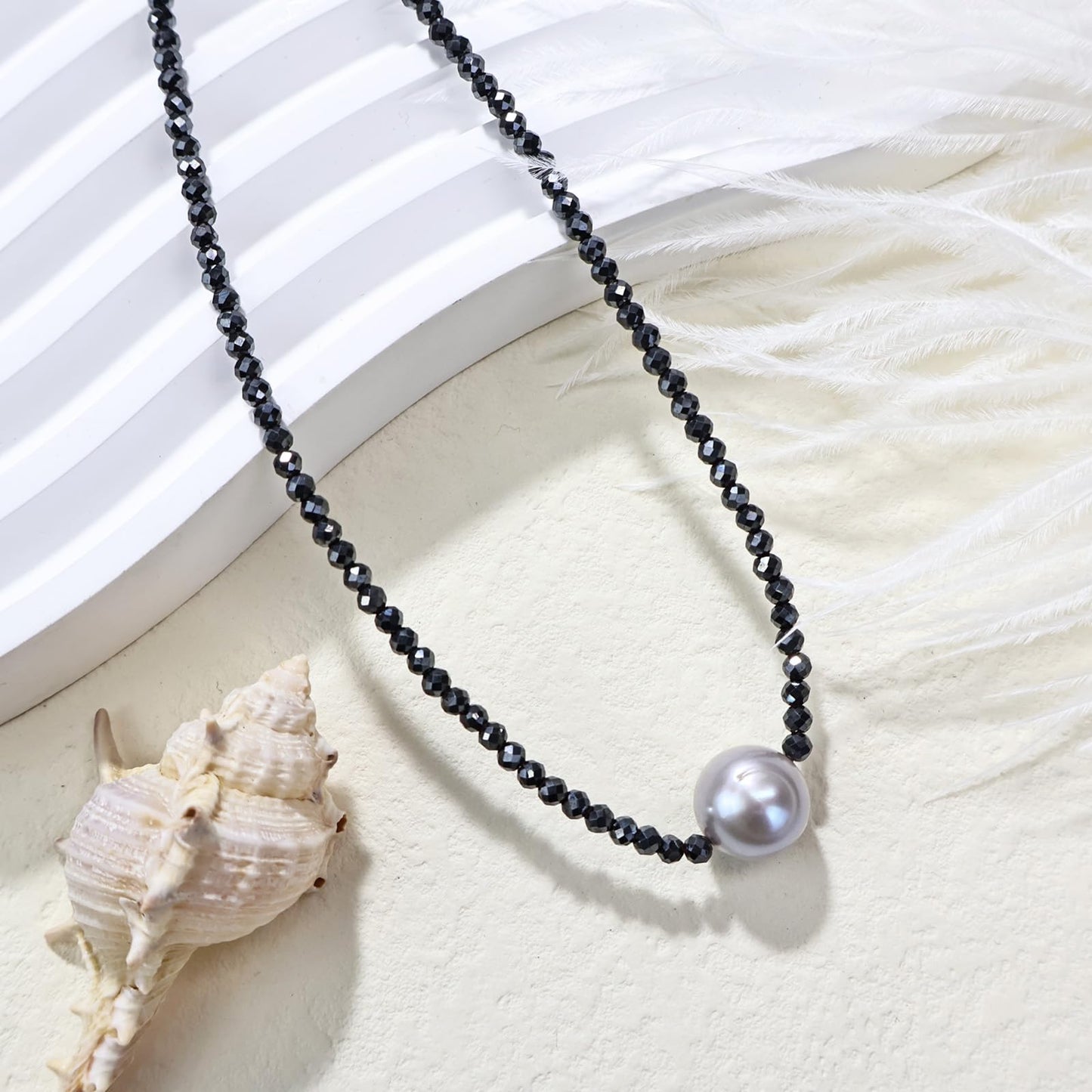 Single Pearl Necklace for Women Dainty Pearl Pendant Necklace Natural Gemstone Beaded Choker Necklaces, 11-12mm Round Freshwater Pearl Drop Necklace Handmade Jewelry Gift Valentines Anniversary Christmas