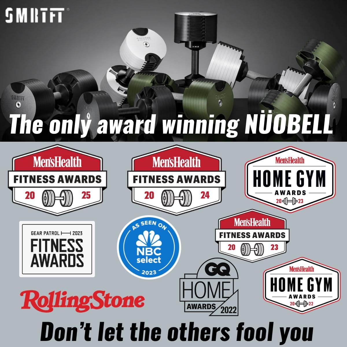 SMRTFT NUOBELL Adjustable Dumbbells | The Original All-in-One NUOBELL Adjustable Dumbbell Set | Feel Real Like Traditional Dumbbells | Highly Durable | Best 2 Year Warranty