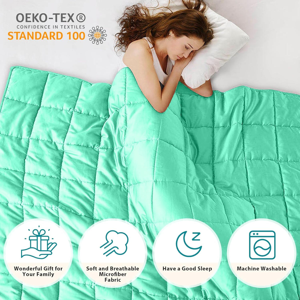 L'AGRATY Weighted Blanket - 60"x80" 20lbs Cooling Breathable Heavy Blanket Microfiber Material with Glass Beads for Adult All-Season Summer Fall Winter Soft Thick Comfort