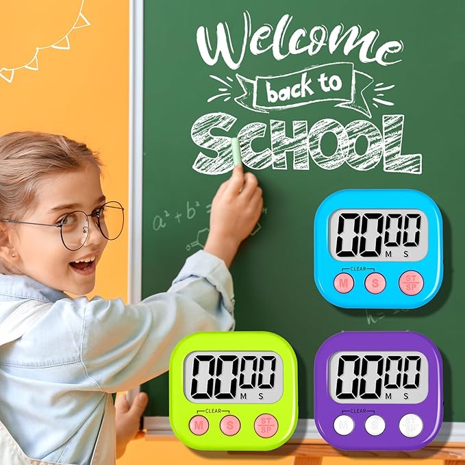 ZILLEEN 6 Pack Kitchen Timers for Cooking Digital Classroom Timers for Kids Teachers Blue Green Purple