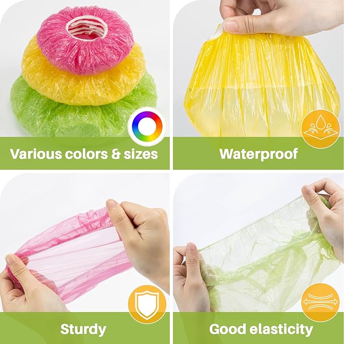 MAQIHAN 80Pcs Bowl Covers Reusable - Plastic Bowl Cover Elastic Fresh Keeping Bags Wrap Reusable Plastic Stretch Elastic Food Storage Covers Sourdough Baking Bread Proofing Rising（3 Sizes）