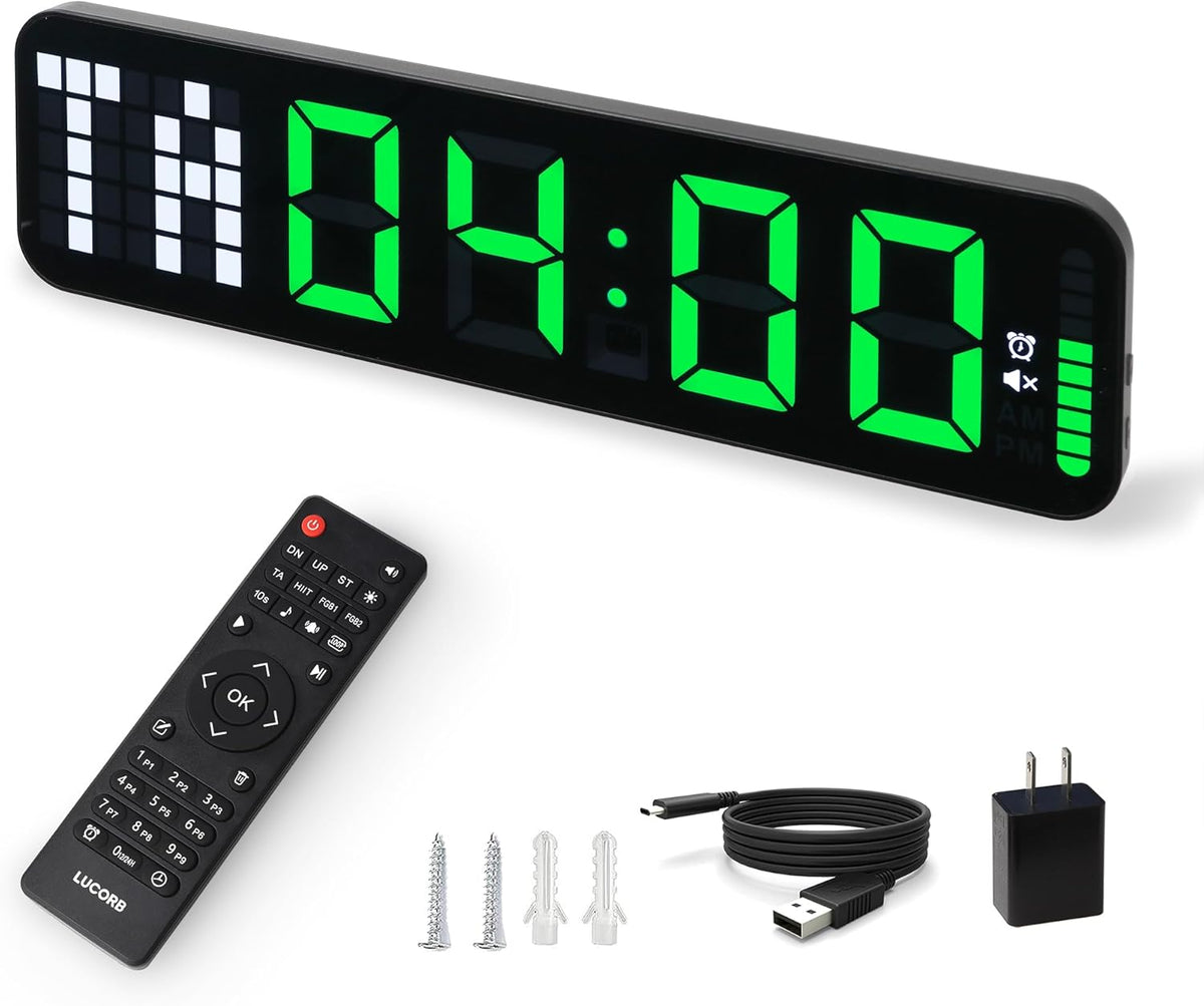 Gym Timer 15'' Large Wall Clocks for Home Gym, Interval Workout Countdown Clock Remote Control for Boxing Crossfit Fitness Tabata Home Gym Accessories