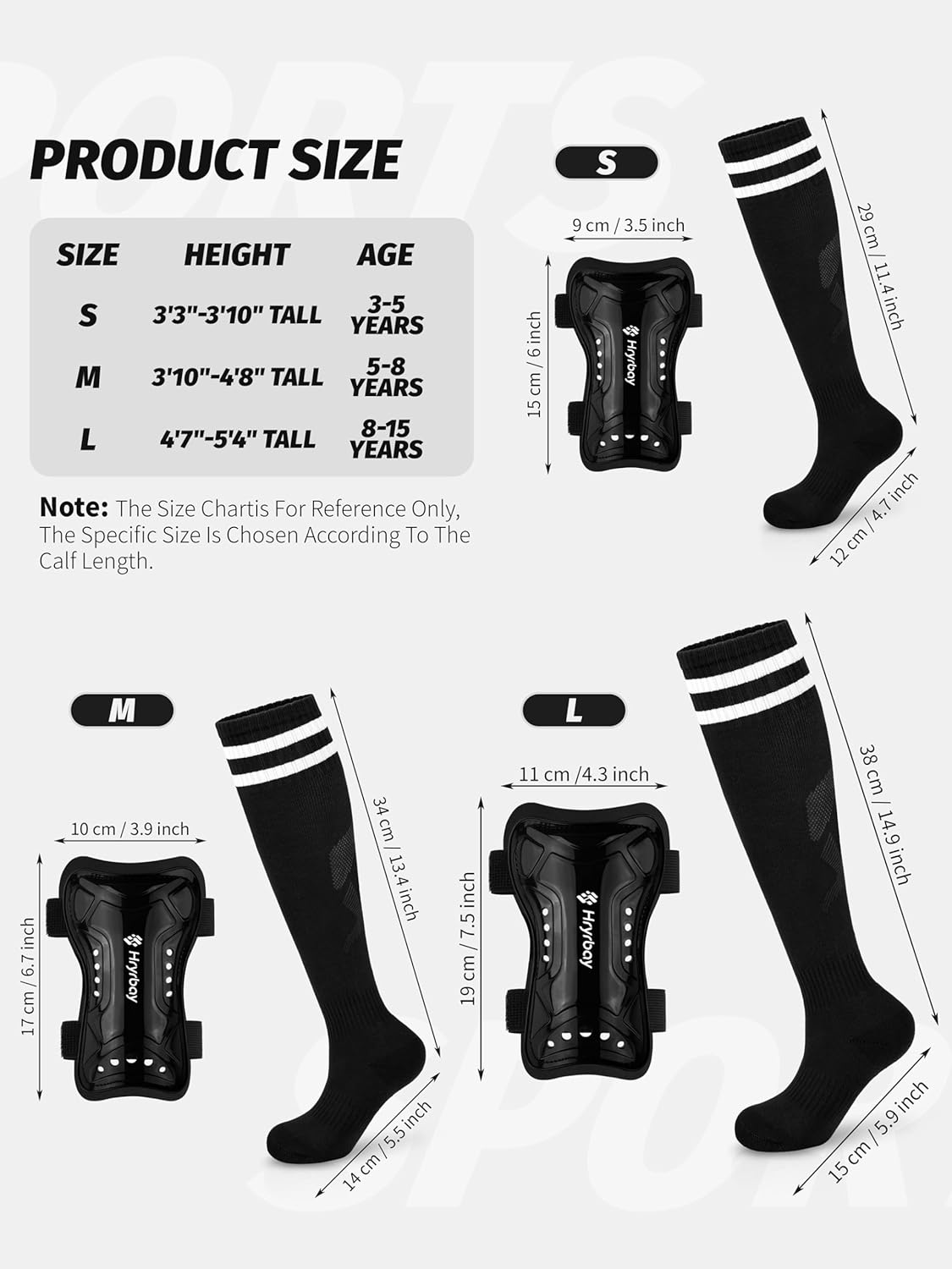 Kids Soccer Shin Guards and Socks Toddler Soccer Shin Pads Protective Defender Gear for 3-15 Years Old Youth Boys Girls