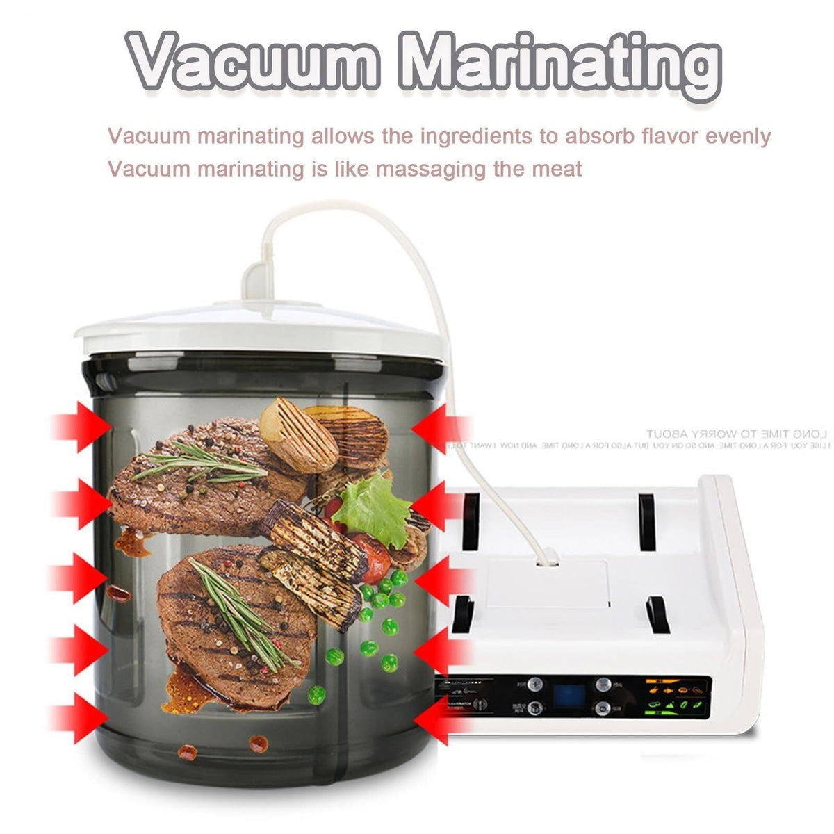 Automatic Vacuum Tumbler Marinating Machine,Adjustable Time,Control Panel,with 7l Capacity Pickling Barrel,with 20 Disposable Gloves,for Marinating Meat and Vegetables