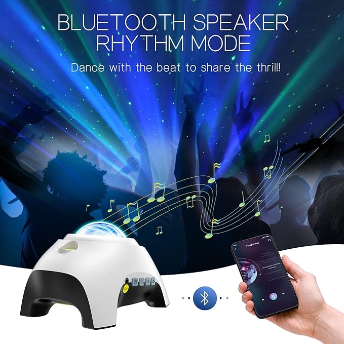 Northern Galaxy Light Aurora Projector with 33 Light Effects, Night Lights LED Star Projector for Bedroom Nebula Lamp, Remote Control, White Noises, Bluetooth Speaker for Parties(White)