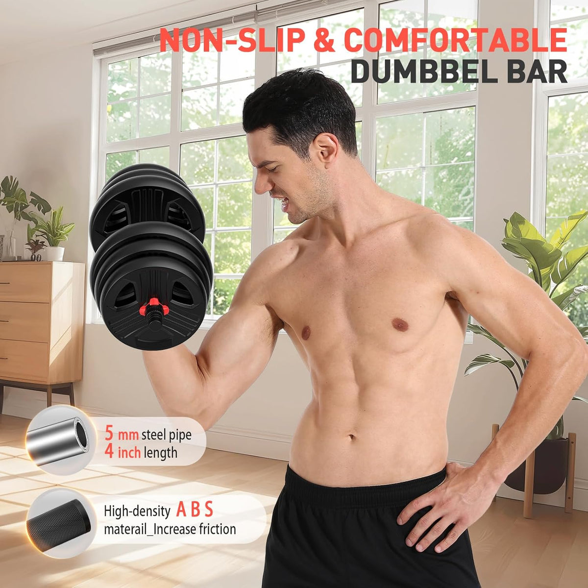 Adjustable Dumbbells, 20/30/40/55/60/70/80/90lbs Free Weight Set with Connector, 2 or 3 in 1 Dumbbells Used as Barbell, Kettlebells, Fitness Exercises for Home Gym Suitable for Men/Women