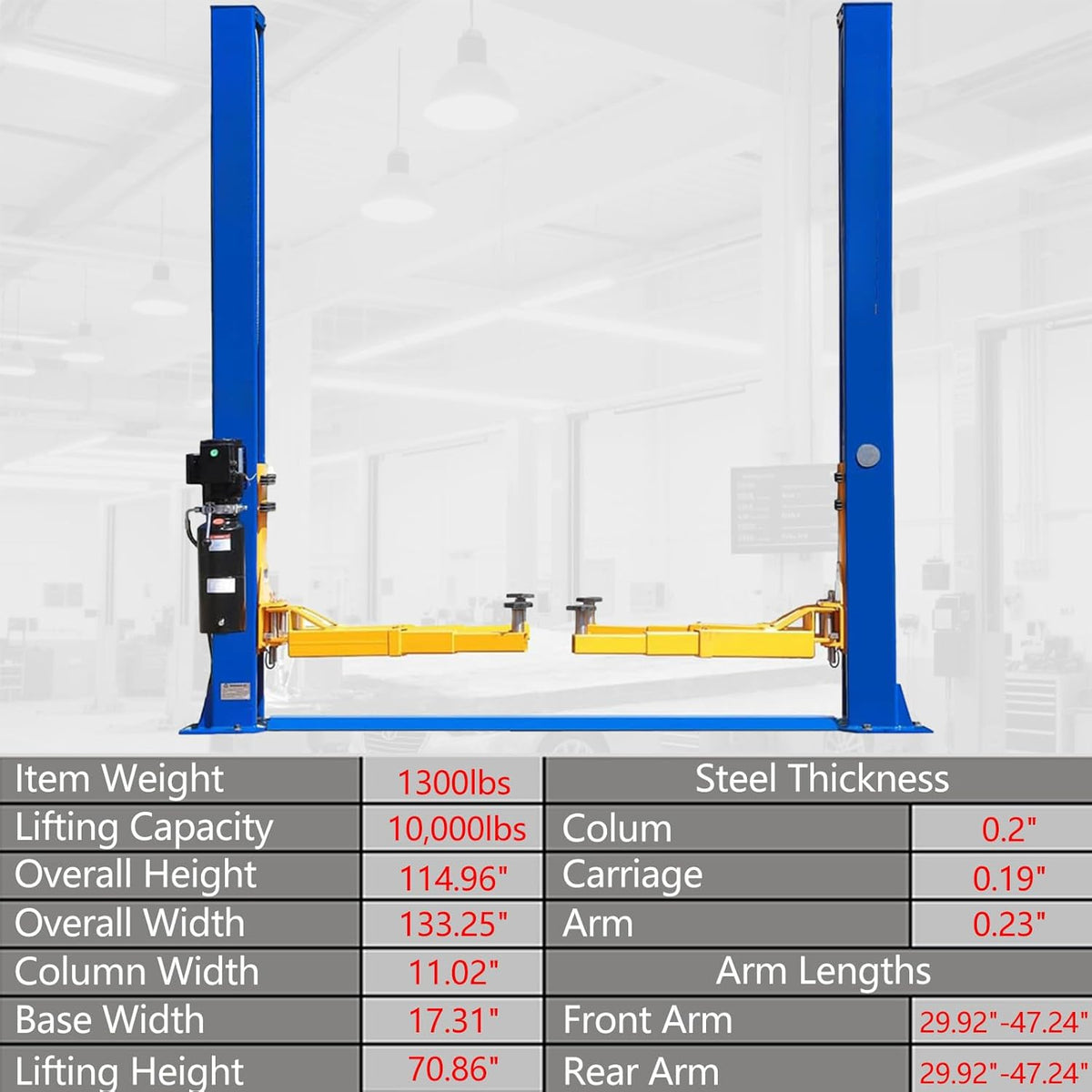 Car Lift Single/2 Post Auto Lifts, 6200/9000/10000LBS Capacity, 240V Hydraulic Truck Hoist, Heavy Duty Auto Lift with Safety Locks for Home Garage (10000LBS 2 Post, 1)