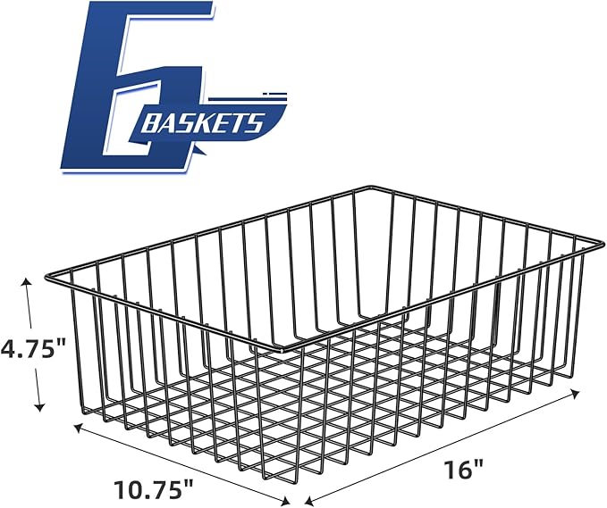 Simple Trending 6 Pack Large Wire Baskets for Organization, Metal Pantry Storage Baskets for Cabinet, Kitchen, Garage, Bathroom, Black