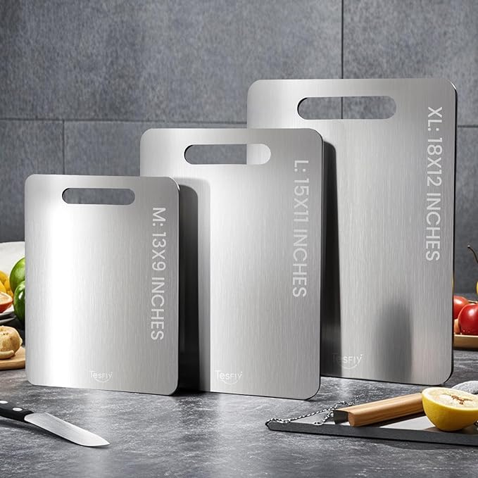 3 Pack Titanium Cutting Board, 100% Pure Titanium Cutting Boards For Kitchen, Dishwasher Safe, Easy to Clean, Double-sided Food-grade Cutting Board For Meats, Fruits And Vegetables (3 Pack)