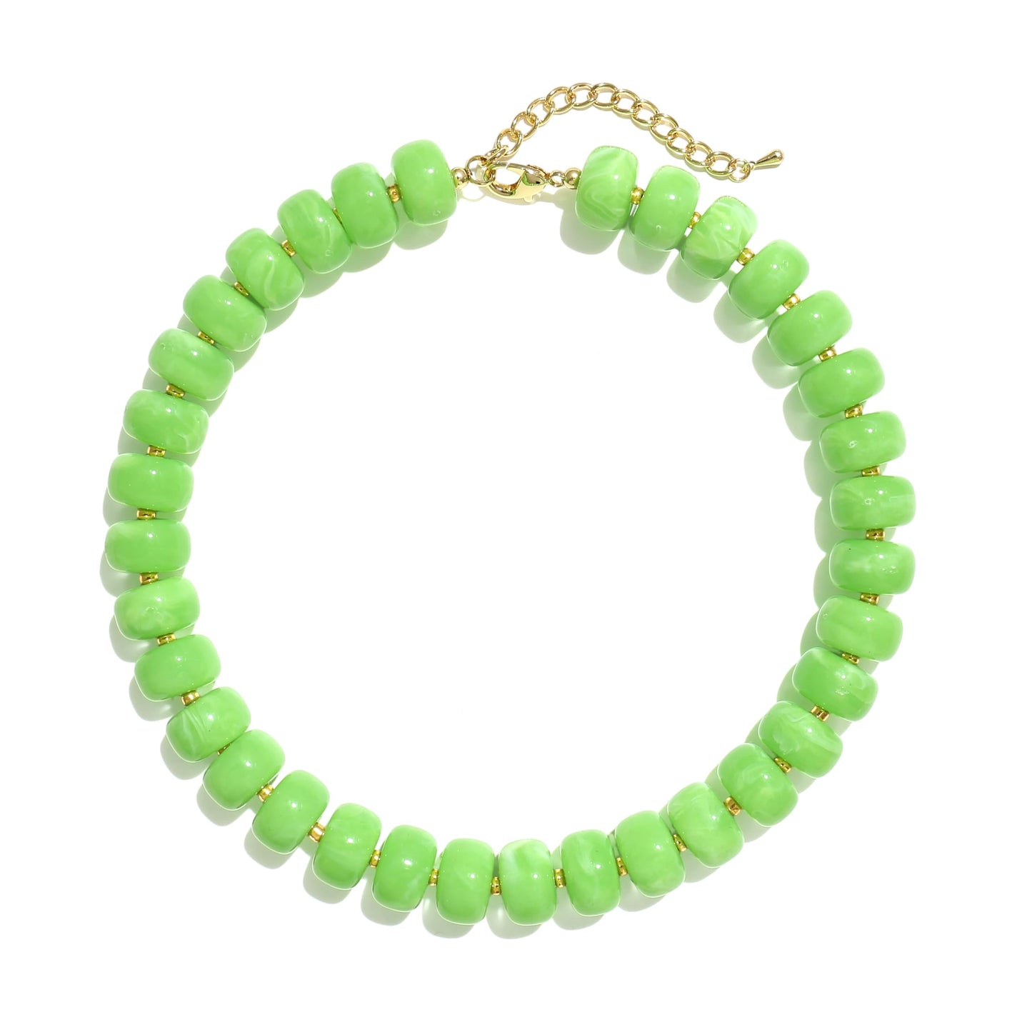 Badu Green Chunky Beaded Necklace for Women,Acrylic Bead Choker Statement Necklace Cute Trendy Necklaces Jewelry Gifts