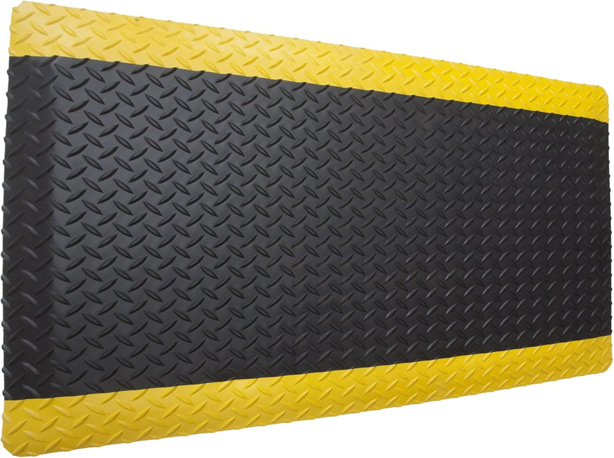 Rhino Mats, American Classic Diamond Anti-Fatigue Mats, Industrial Ergonomic Comfort Standing Mat for Work, Home, Garage, Office, Kitchen or Anywhere (Black/Yellow 1" Thick, 4 FT. x 9 FT.)