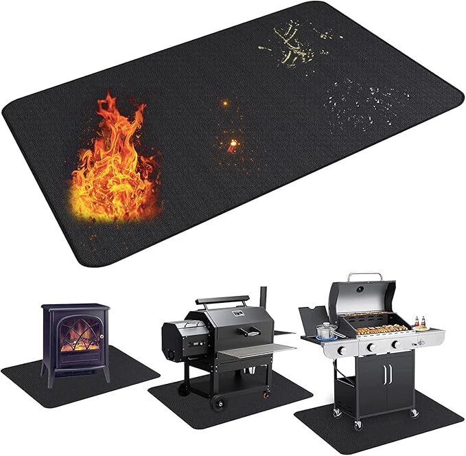 UBeesize Under Grill Mat - 60x42 inch Fireproof, Oil-Proof Waterproof Non-Slip BBQ Protector for Lawn, Smokers, Gas Grills, Deck and Patio